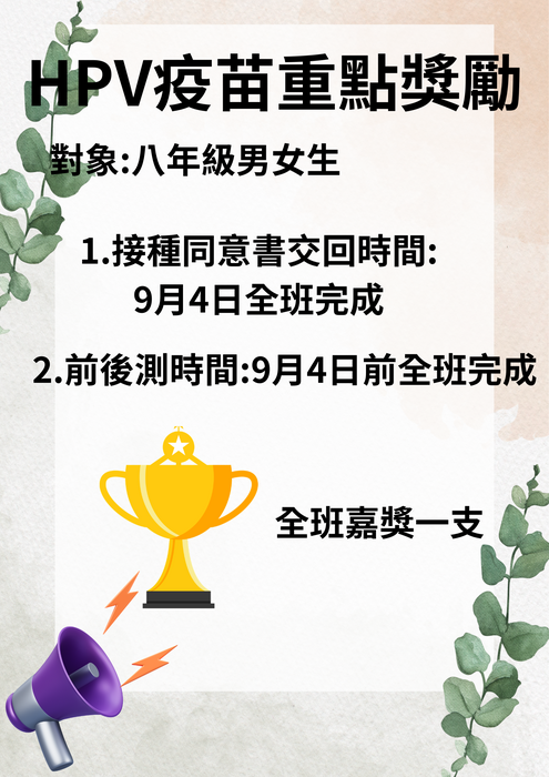 HPV獎勵通知